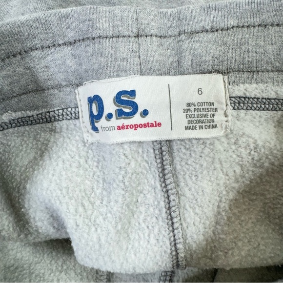 P.s. Aeropostale Kids Fleece Lined Gray Drawstring Sweatpants - Picture 4 of 5